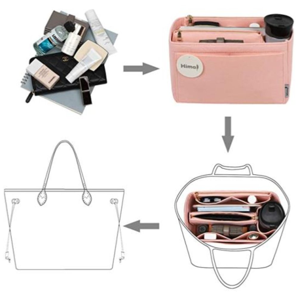 NWT Makeup Organizer Liner Pink Medium Purse Tote Satchel Travel Cosmetics MINT - Picture 3 of 5